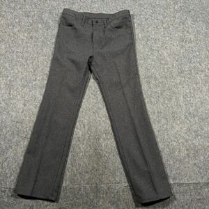 Wrangler Men's Dress Pants Size 34x32 Gray 100% Polyester 4 Pockets Straight Leg